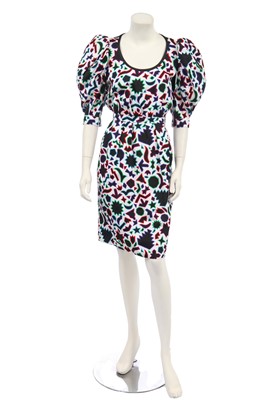 Lot 259 - An Yves Saint Laurent printed faille dress, Spring-Summer 1983