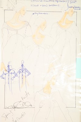Lot 372 - John Galliano original fashion sketches, Spring-Summer 1987 collection