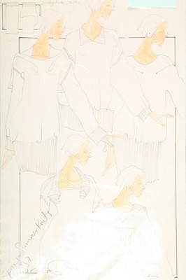 Lot 372 - John Galliano original fashion sketches, Spring-Summer 1987 collection