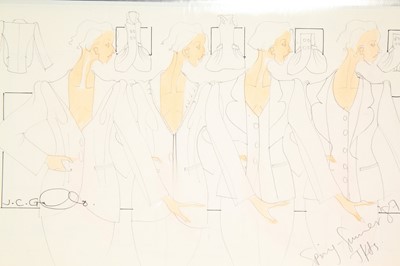 Lot 372 - John Galliano original fashion sketches, Spring-Summer 1987 collection