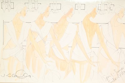 Lot 372 - John Galliano original fashion sketches, Spring-Summer 1987 collection