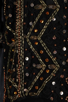 Lot 313 - A Thea Porter gold sequined and beaded black chiffon dress, circa 1974