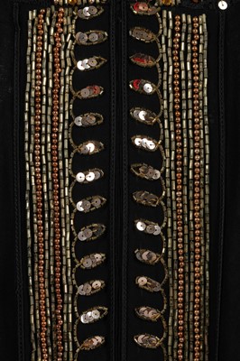 Lot 313 - A Thea Porter gold sequined and beaded black chiffon dress, circa 1974