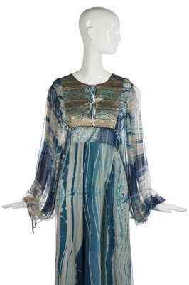Lot 310 - A Thea Porter dress in marbled-print chiffon, 1970s