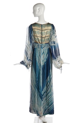 Lot 310 - A Thea Porter dress in marbled-print chiffon, 1970s