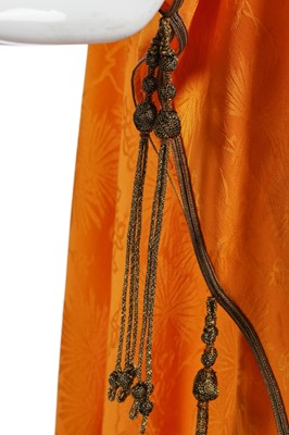 Lot 312 - A Thea Porter marigold-orange damask silk abaya, 1970s