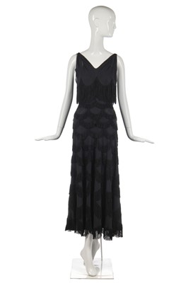 Lot 269 - A rare Madeleine Vionnet couture fringed crêpe evening gown, April 1938