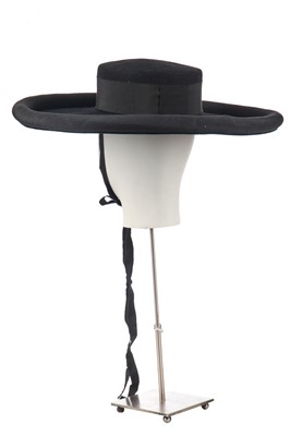 Lot 402 - An Yves Saint Laurent Cordobés-inspired black felt hat, Spring-Summer 1990