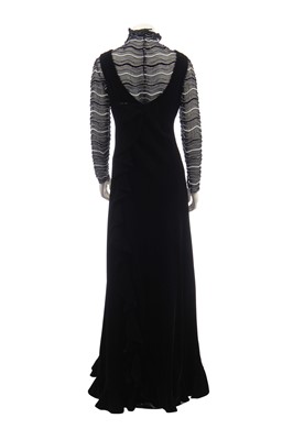 Lot 299 - A Christian Dior London black velvet evening gown, early 1970s