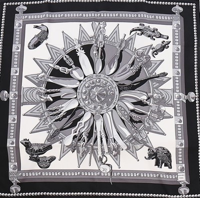 Lot 32 - An Hermès 'Cuillers D'Afrique' silk scarf,...