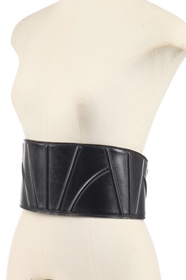 Lot 345 - Two Azzedine Alaïa black leather belts, 1980s