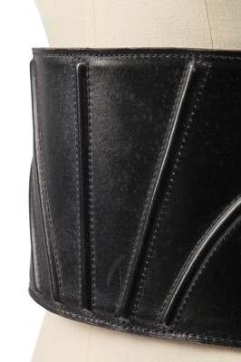Lot 345 - Two Azzedine Alaïa black leather belts, 1980s