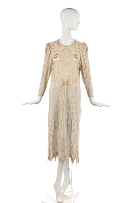 Lot 264 - A Zandra Rhodes sequined and beaded ivory chiffon dress, circa 1987