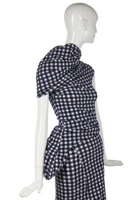 Lot 405 - A Comme des Garçons navy-blue and white stretch gingham dress, 'Body Meets Dress' or 'Bump' collection, Spring-Summer 1997
