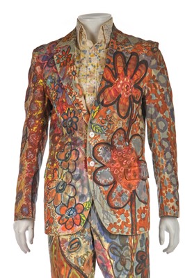 Lot 306 - A hand-painted men's linen 'Flower Power' suit, 1967