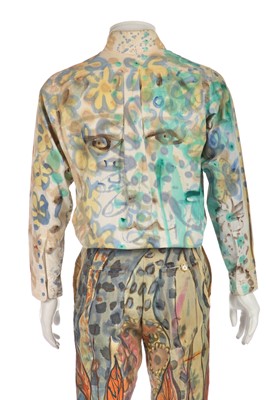 Lot 306 - A hand-painted men's linen 'Flower Power' suit, 1967