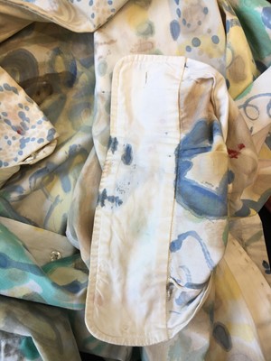 Lot 306 - A hand-painted men's linen 'Flower Power' suit, 1967