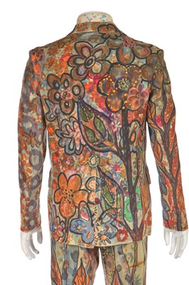 Lot 306 - A hand-painted men's linen 'Flower Power' suit, 1967