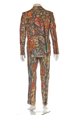 Lot 306 - A hand-painted men's linen 'Flower Power' suit, 1967