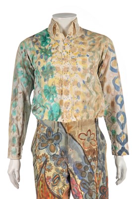 Lot 306 - A hand-painted men's linen 'Flower Power' suit, 1967