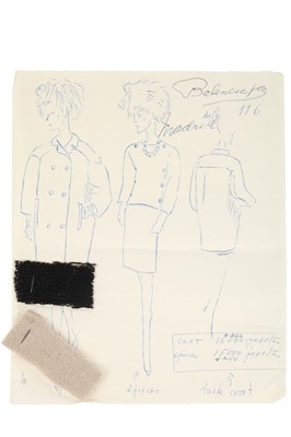 Lot 290 - An archive of sketches, letters, invoices relating to Balenciaga's Eisa Madrid House, 1963-65
