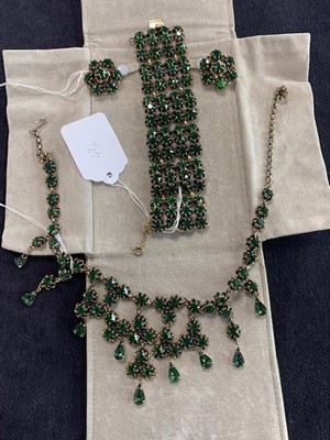 Lot 48 - A Schiaparelli parure of faceted green glass stones, late 1950s-early 1960s