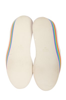 Lot 100 - A pair of Gucci gold leather trainers with rainbow foam platform soles, Resort 2017 collection