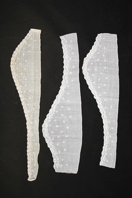 Lot 523 - A pair of white-worked lawn engageants, late 18th century