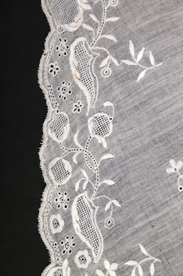 Lot 523 - A pair of white-worked lawn engageants, late 18th century