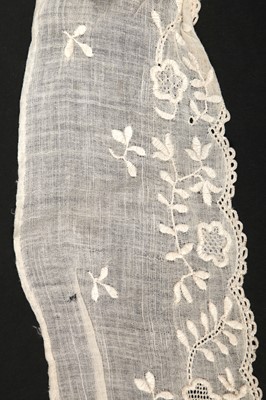 Lot 523 - A pair of white-worked lawn engageants, late 18th century