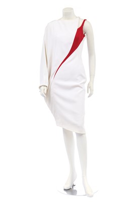 Lot 226 - A Thierry Mugler trapezoid dress in white wool crêpe, Les Salades collection, Spring-Summer 1999