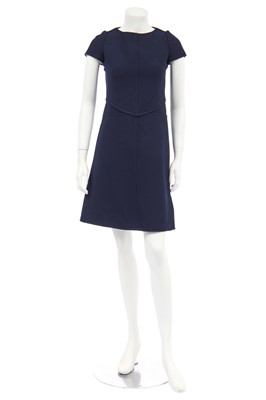 Lot 313 - A Courrèges navy blue wool A-line dress, circa 1970