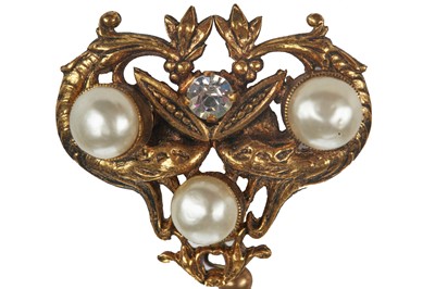 Lot 35 - A pair of Chanel pearl drop filigree earrings, 1983
