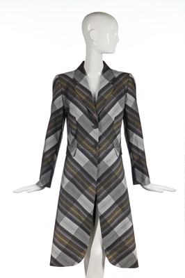 Lot 411 - An Alexander McQueen woven striped frock coat, Eshu collection, Autumn-Winter 2000