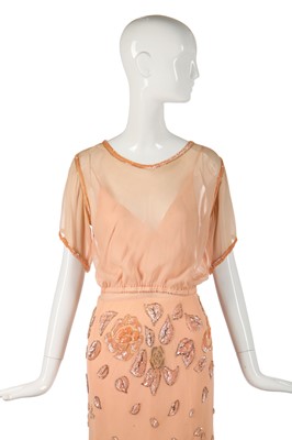 Lot 320 - Carole Mallory's Karl Lagerfeld for Chloé embellished pale peach chiffon ensemble, circa 1973