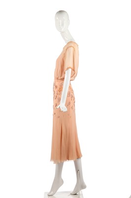 Lot 320 - Carole Mallory's Karl Lagerfeld for Chloé embellished pale peach chiffon ensemble, circa 1973