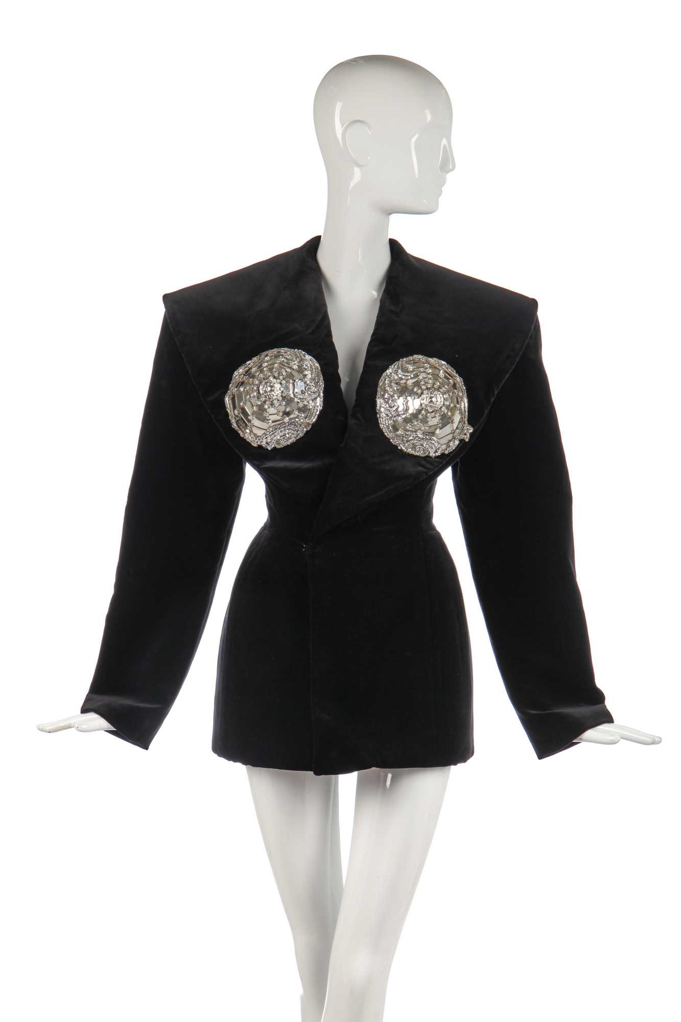 Lot 438 - A Daniel Roseberry for Schiaparelli couture black velvet jacket/dress, Autumn-Winter 2021-22