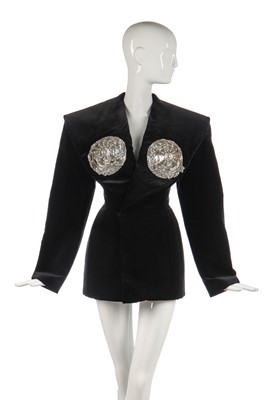 Lot 438 - A Daniel Roseberry for Schiaparelli couture black velvet jacket/dress, Autumn-Winter 2021-22