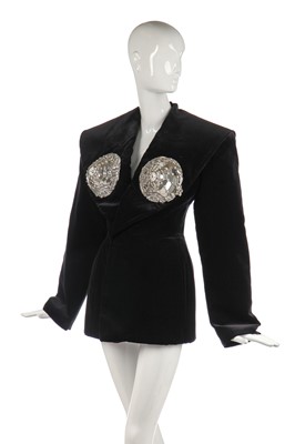 Lot 438 - A Daniel Roseberry for Schiaparelli couture black velvet jacket/dress, Autumn-Winter 2021-22