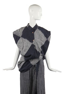 Lot 342 - An Issey Miyake cotton ensemble in shades of blue-black and grey, circa 1985