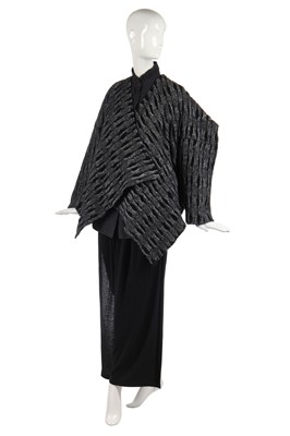 Lot 344 - An Issey Miyake textured wool jacket in shades of blue-grey and black, circa 1983