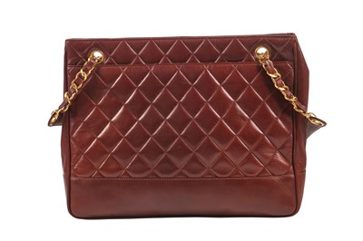 Lot 10 - A Chanel brown quilted lambskin leather bag, early 1990s