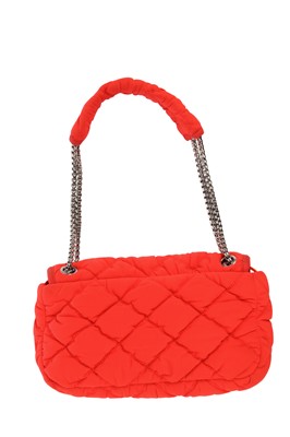 Lot 2 - A Chanel neon-orange jersey puffer-quilted flap bag, 2005-06