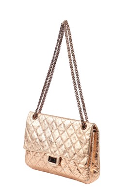 Lot 6 - A Chanel mottled rose-gold quilted leather 2.55 reissue double flap bag, 2006-08