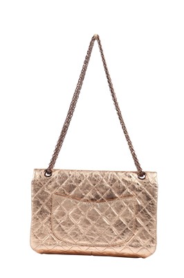 Lot 6 - A Chanel mottled rose-gold quilted leather 2.55 reissue double flap bag, 2006-08