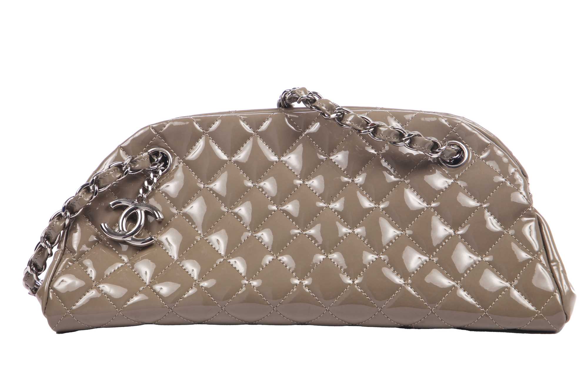 tas handbag Chanel Cocoon Quilted Grey Bowling Handbag