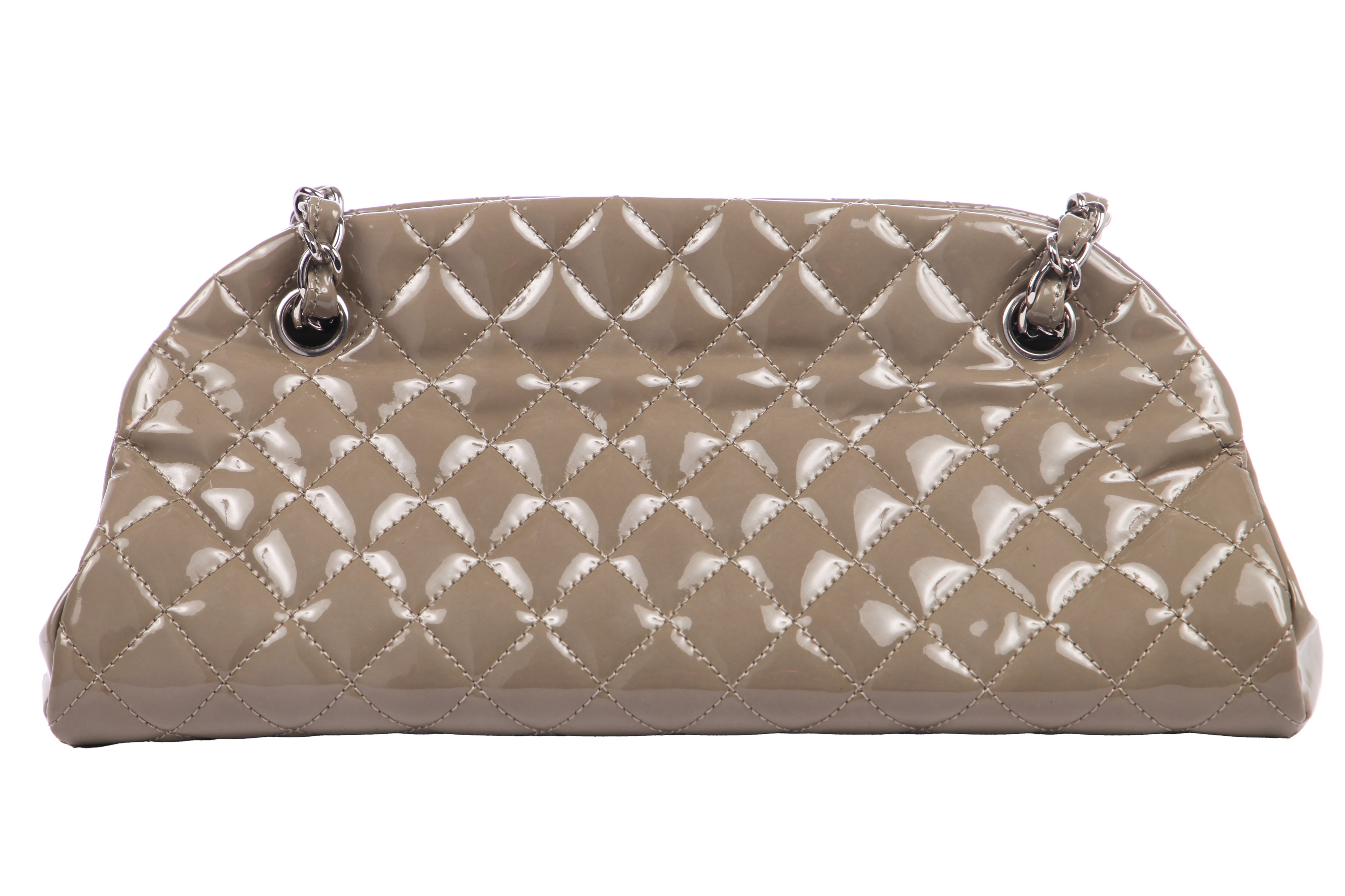 Lot 7 - A Chanel quilted grey patent leather bowling