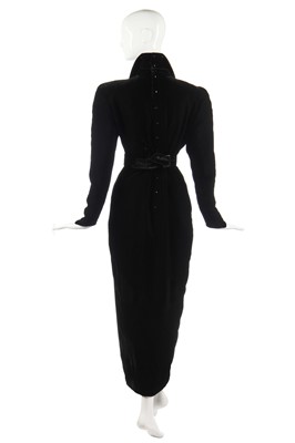 Lot 348 - A Thierry Mugler black velvet cocktail dress, 'Hiver Russe' collection, Autumn-Winter 1986-87