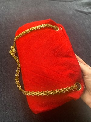 Lot 9 - A Chanel quilted scarlet jersey bag, late 1960s-early 70s