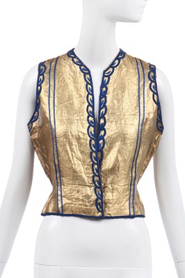Lot 251 - A rare Elsa Schiaparelli couture gold lamé waistcoat, 1936